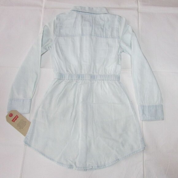Levi's Girl's XS Chambray Button Down Long Sleeve Dress Pearl Blue - Picture 2 of 2
